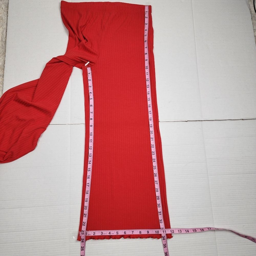 Billabong Easy Waves Pants Ribbed Wide Leg Cropped Red Coral Size L - Picture 8 of 14